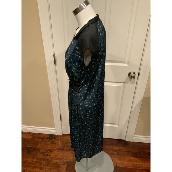 Cotelac Blue Lizard Print Short Sleeve Collared Dress Size 0 - Picture 5 of 7